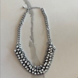 Aqua Silver Necklace with Crystal Accents